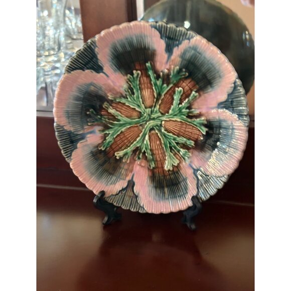 Antique Etruscan Majolica Seaweed Shell Design Plate 6” Collector Gift NOTE Holi - Picture 2 of 16